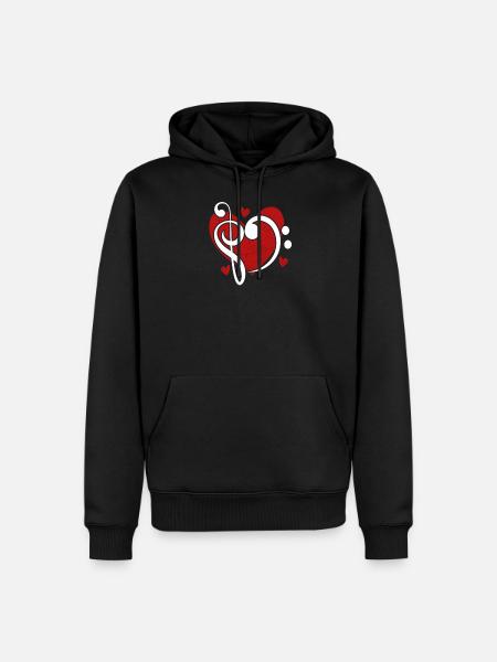 Treble clef bass clef clef heart - Men’s Premium Organic Hoodie - black