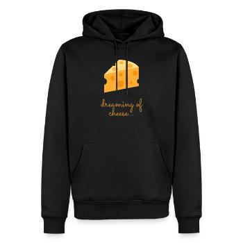 Amateur de fromage - Rêver de fromage - Sweat à capuche Premium bio Homme - noir - Devant - Nico (187cm)