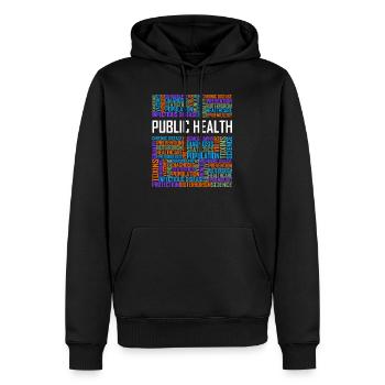 Public Health Words - Men’s Premium Organic Hoodie - black - Front - Nico (187cm)