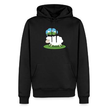 Les moutons rêvent de moutons - Sweat à capuche Premium bio Homme - noir - Devant - Nico (187cm)