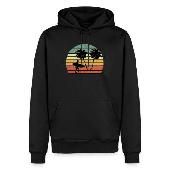 Surf palm rider rétro coucher de soleil - Sweat à capuche Premium bio Homme - noir - Devant - Nico (187cm)