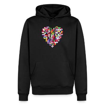 Drapeaux des pays du monde - Sweat à capuche Premium bio Homme - noir - Devant - Nico (187cm)