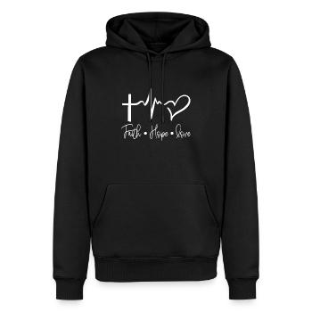 Glaube Hoffnung Liebe Tragen Christlichen Glauben - Männer Premium Bio Hoodie - Schwarz - Vorne - Nico (187cm)