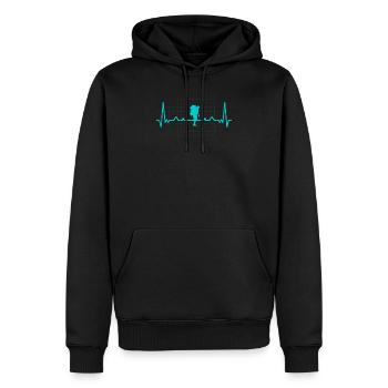 Bergwandern Herzlinien Pulslinie EKG Bergwanderer - Männer Premium Bio Hoodie - Schwarz - Vorne - Nico (187cm)