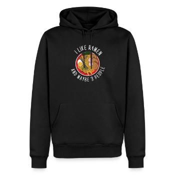 Ich liebe Ramen und vielleicht drei 3 Leute - Männer Premium Bio Hoodie - Schwarz - Vorne - Nico (187cm)