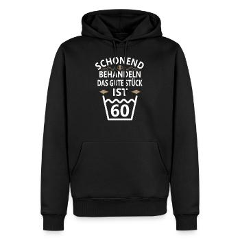 Schonend Behandeln 60 Geburtstag 60 Jahre Geschenk - Männer Premium Bio Hoodie - Schwarz - Vorne - Nico (187cm)
