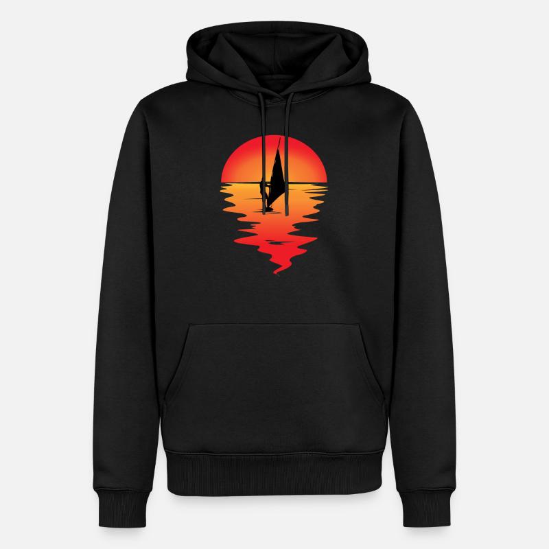 Windsurfer Sunset Windsurfing Windsurfing Gift - Sweat à capuche Premium bio Homme - noir