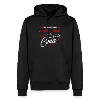 Ich muss nicht nein sagen ich bin die Oma - Männer Premium Bio Hoodie - Schwarz - Vorne - Nico (187cm)