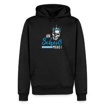 An Scheiß muas I Bayern Boarisch Geschenkidee - Sweat à capuche Premium bio Homme - noir - Devant - Nico (187cm)