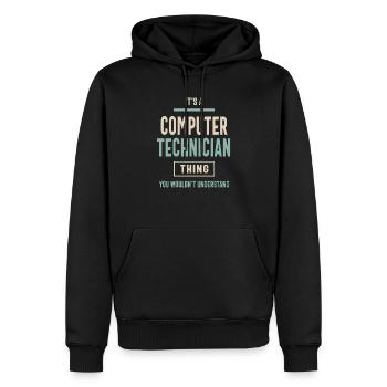 Computertechniker Berufsbezeichnung Männer Frauen Geschenk - Männer Premium Bio Hoodie - Schwarz - Vorne - Nico (187cm)