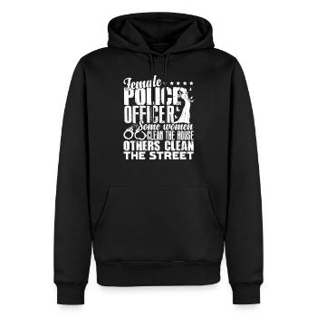 Policier Femme Officier de police - Sweat à capuche Premium bio Homme - noir - Devant - Nico (187cm)