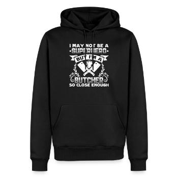 Metzger Ich bin ein Metzger So nah genug - Männer Premium Bio Hoodie - Schwarz - Vorne - Nico (187cm)