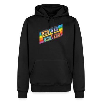 Cassette vintage colorée - Sweat à capuche Premium bio Homme - noir - Devant - Nico (187cm)