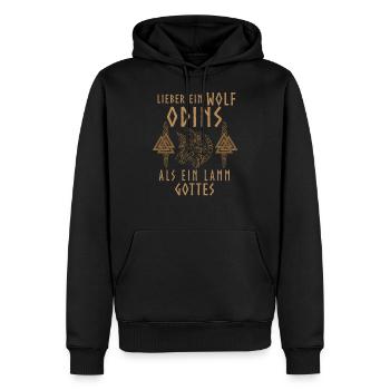 Lieber ein Wolf Odins als ein Lamm Gottes - Männer Premium Bio Hoodie - Schwarz - Vorne - Nico (187cm)