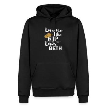 Aime-moi comme Rip Beth aime Yellowstone - Sweat à capuche Premium bio Homme - noir - Devant - Nico (187cm)