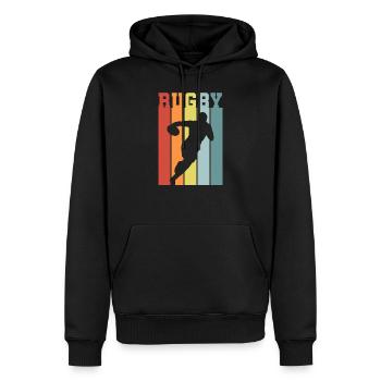 Rugby Player Rugby Maillot de Rugby Retro Sunset - Sweat à capuche Premium bio Homme - noir - Devant - Nico (187cm)
