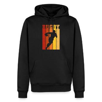 Rugby Player Rugby Maillot de Rugby Retro Sunset - Sweat à capuche Premium bio Homme - noir - Devant - Nico (187cm)