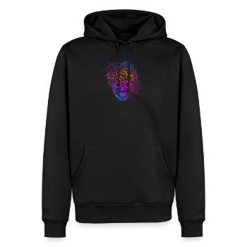 Fleurs et mandala de crâne de sucre coloré - Sweat à capuche Premium bio Homme - noir - Devant - Nico (187cm)