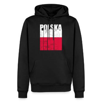 Pologne - Sweat à capuche Premium bio Homme - noir - Devant - Nico (187cm)