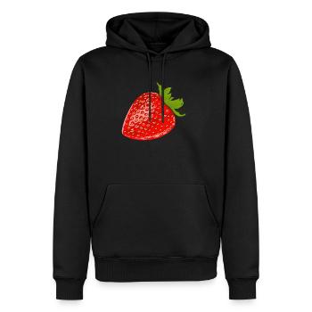 Erdbeer-Geschenk-Design, Obst-Design, Art-Design - Männer Premium Bio Hoodie - Schwarz - Vorne - Nico (187cm)