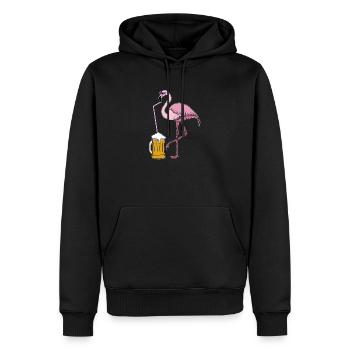 Flamingo buvant de la bière - Sweat à capuche Premium bio Homme - noir - Devant - Nico (187cm)