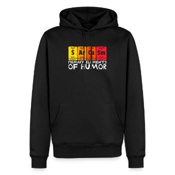 Sarcasme Principaux éléments de l'humour - Sweat à capuche Premium bio Homme - noir - Devant - Nico (187cm)