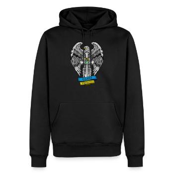 Ukraine Fabriqué en slaves ukrainiens Слава Україні - Sweat à capuche Premium bio Homme - noir - Devant - Nico (187cm)