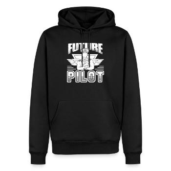 Pilot Future Pilot - Premium økologisk hettegenser for menn - svart - Foran - Nico (187cm)
