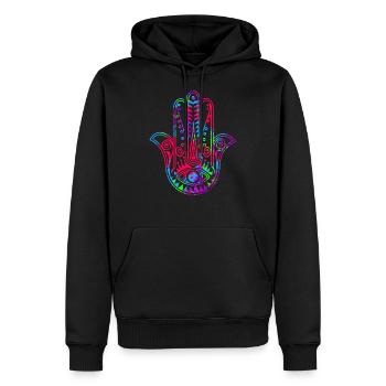 Hamsa Hand der Fatima - Männer Premium Bio Hoodie - Schwarz - Vorne - Nico (187cm)