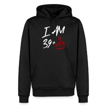 I Am 39 + Mittelfinger 40 Geburtstag - Männer Premium Bio Hoodie - Schwarz - Vorne - Nico (187cm)
