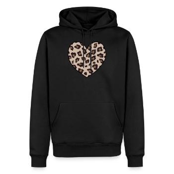 Leopard Print Herzform Tier Gepard Druck - Männer Premium Bio Hoodie - Schwarz - Vorne - Nico (187cm)