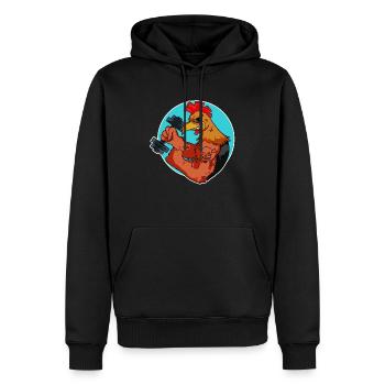 Poulet robinet fitness cadeau d’haltère - Sweat à capuche Premium bio Homme - noir - Devant - Nico (187cm)