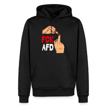 FCK AFD Design Gegen Rassismus Faschismus - Männer Premium Bio Hoodie - Schwarz - Vorne - Nico (187cm)