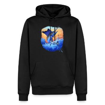 Cadeau de pêcheurs de pêche sportive Marlin - Sweat à capuche Premium bio Homme - noir - Devant - Nico (187cm)