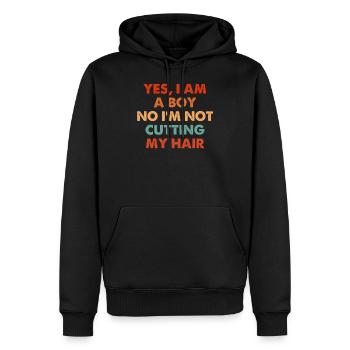 Yes I Am A Boy No I M Not Cutting My Hair - Sweat à capuche Premium bio Homme - noir - Devant - Nico (187cm)