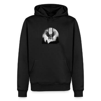 Eule - Männer Premium Bio Hoodie - Schwarz - Vorne - Nico (187cm)