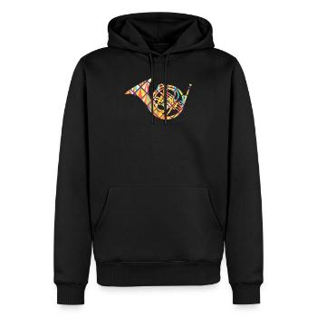 Geometrisches Hemd des Waldhorns - Männer Premium Bio Hoodie - Schwarz - Vorne - Nico (187cm)