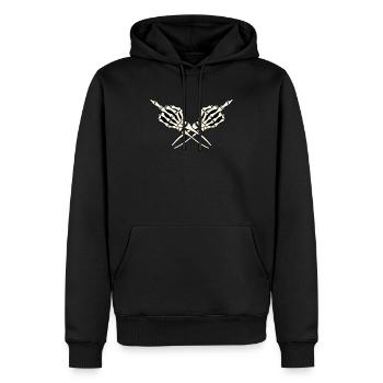 Mittelfinger Skeletthand Halloweenparty Outfit - Männer Premium Bio Hoodie - Schwarz - Vorne - Nico (187cm)