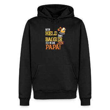Bagger Held Papa Vater Geschenk zum Geburtstag - Männer Premium Bio Hoodie - Schwarz - Vorne - Nico (187cm)