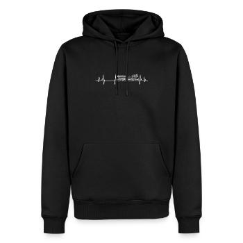 Feuerwehrauto Herzschlag Feuerwehrmann Beruf - Männer Premium Bio Hoodie - Schwarz - Vorne - Nico (187cm)