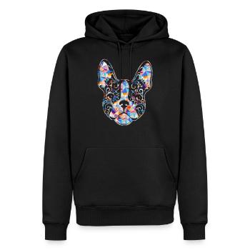 Chemise Géométrique Bouledogue Français - Sweat à capuche Premium bio Homme - noir - Devant - Nico (187cm)
