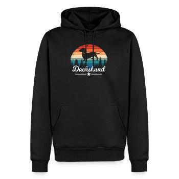 Vintage Dackel Retro Hunde Dackelliebhaber - Männer Premium Bio Hoodie - Schwarz - Vorne - Nico (187cm)