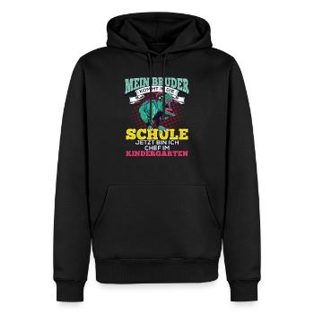 Einschulung Geschwister Geschenk Bruder Dino T-Rex - Männer Premium Bio Hoodie - Schwarz - Vorne - Nico (187cm)