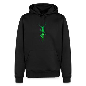 cerf fille elfe aurore verte bois de niveau vert - Sweat à capuche Premium bio Homme - noir - Devant - Nico (187cm)