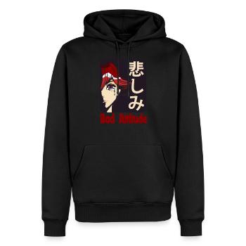 Bad Atti - Männer Premium Bio Hoodie - Schwarz - Vorne - Nico (187cm)