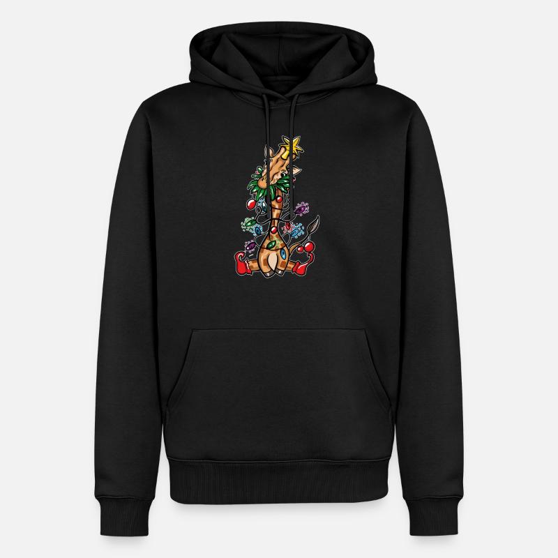 Weihnachtsgiraffe - Männer Premium Bio Hoodie - Schwarz