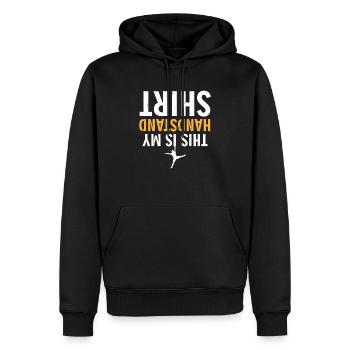 Handstand| Upside Down| Cool| Balance| Reverse - Männer Premium Bio Hoodie - Schwarz - Vorne - Nico (187cm)