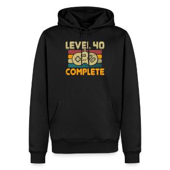 Niveau 40 Complete 40 Anniversaire Cadeau - Sweat à capuche Premium bio Homme - noir - Devant - Nico (187cm)