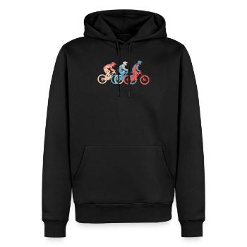 Idée cadeau VTT vintage chemise VTT - Sweat à capuche Premium bio Homme - noir - Devant - Nico (187cm)