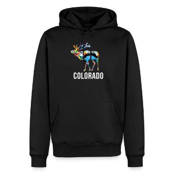 Chemise Elk State du Colorado - Cadeau Elk Hunter - Elk H - Sweat à capuche Premium bio Homme - noir - Devant - Nico (187cm)